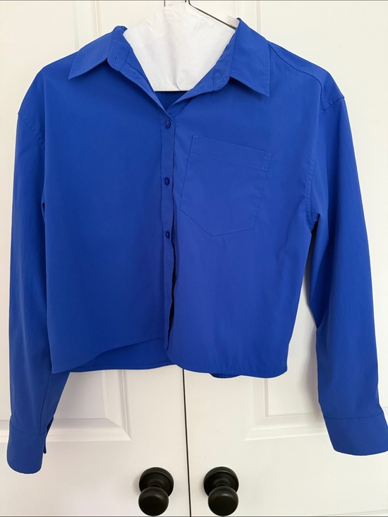 Athleta Tops - Athleta Cobalt Blue Long-Sleeve Button-Down Shirt